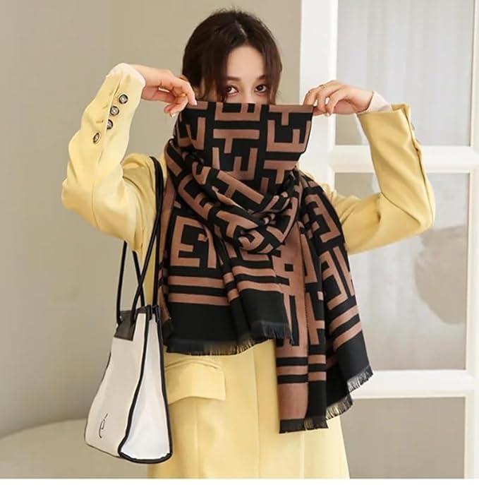 Mocha Frame Signature Cotton Shawl (ET)