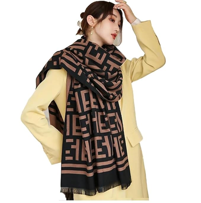 Mocha Frame Signature Cotton Shawl (ET)