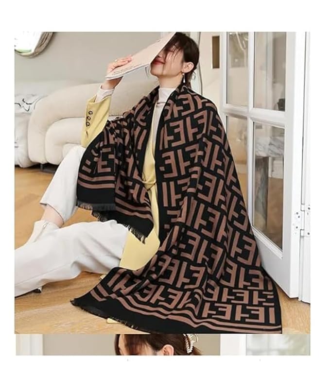 Mocha Frame Signature Cotton Shawl (ET)