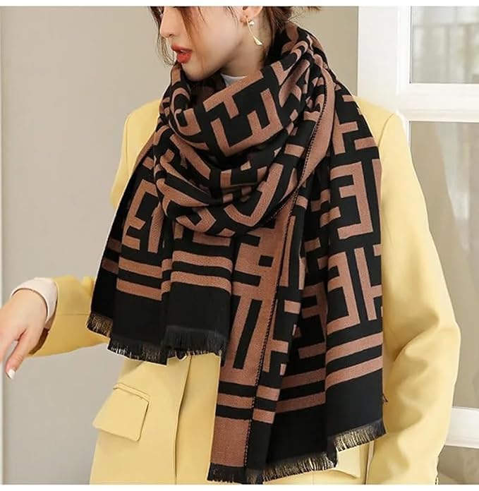 Mocha Frame Signature Cotton Shawl (ET)