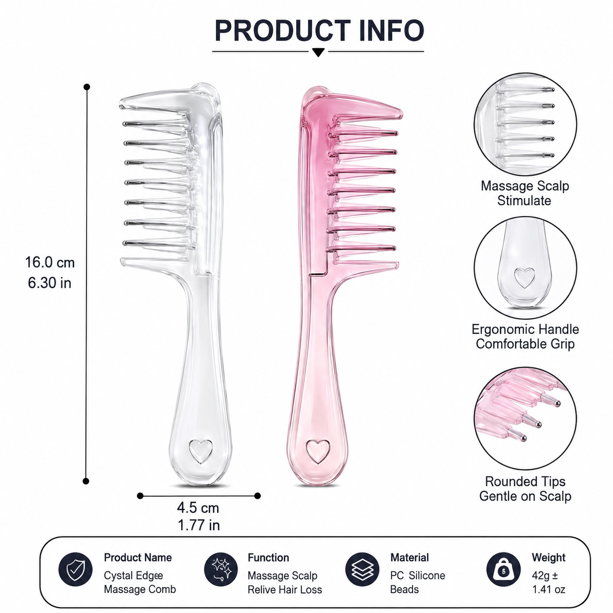 Multi-Function Anti-Frizz Hair Comb Mini Portable Head Applicator for Daily Scalp Massage Hair Care Use