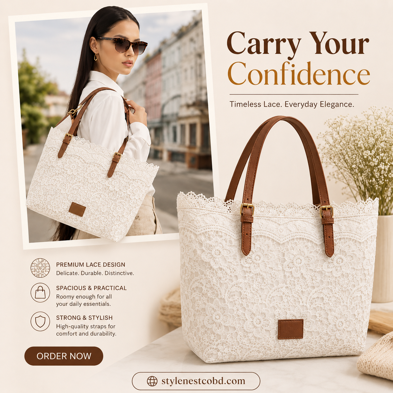 Lace Woven Bag Flower