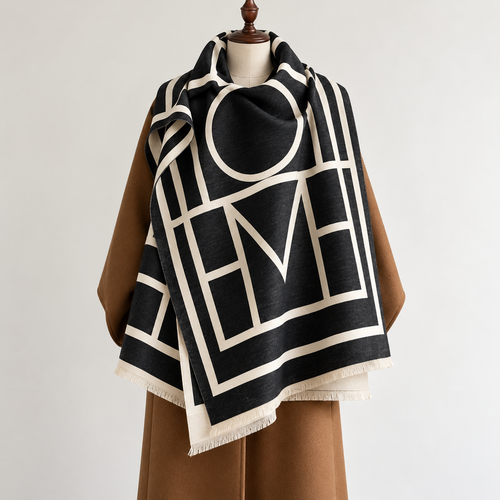 Camel Check Luxe Cotton Shawl (OM)