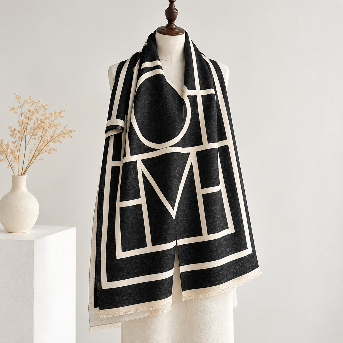 Camel Check Luxe Cotton Shawl (OM)