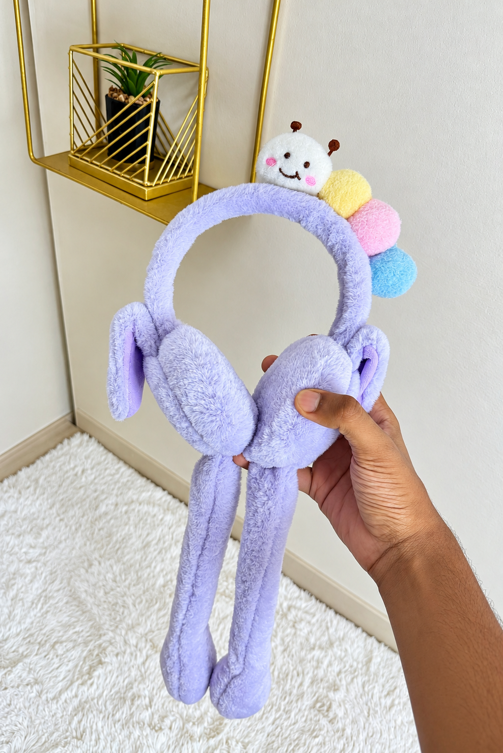 Winter Plush Earmuffs with Hanging Pom-Pom Ties