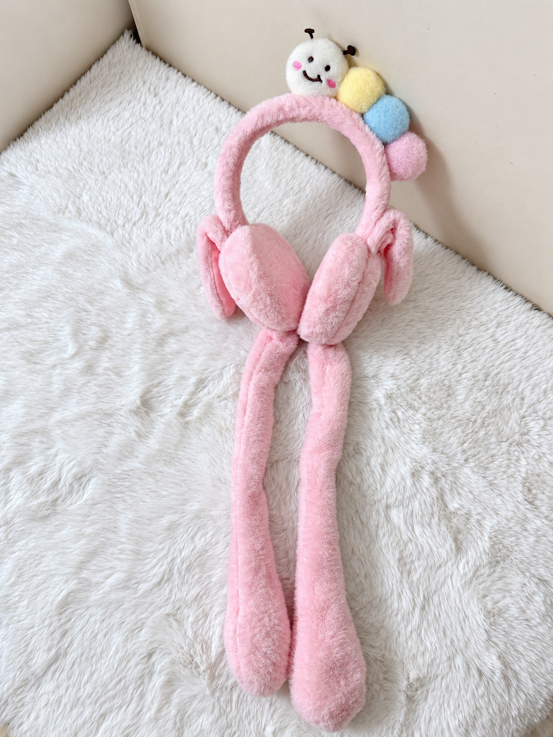 Winter Plush Earmuffs with Hanging Pom-Pom Ties