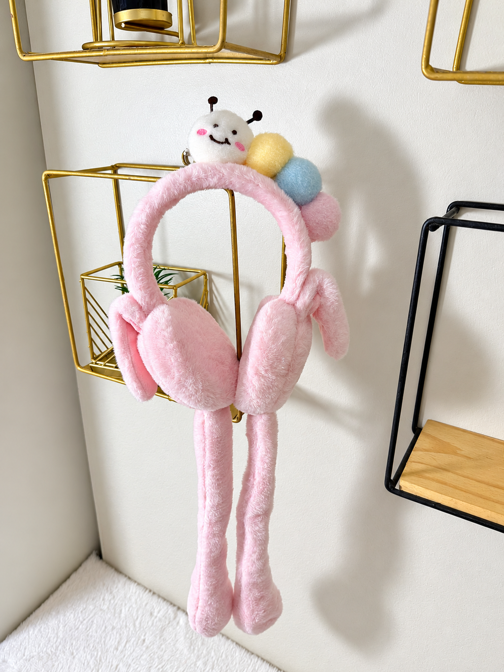 Winter Plush Earmuffs with Hanging Pom-Pom Ties