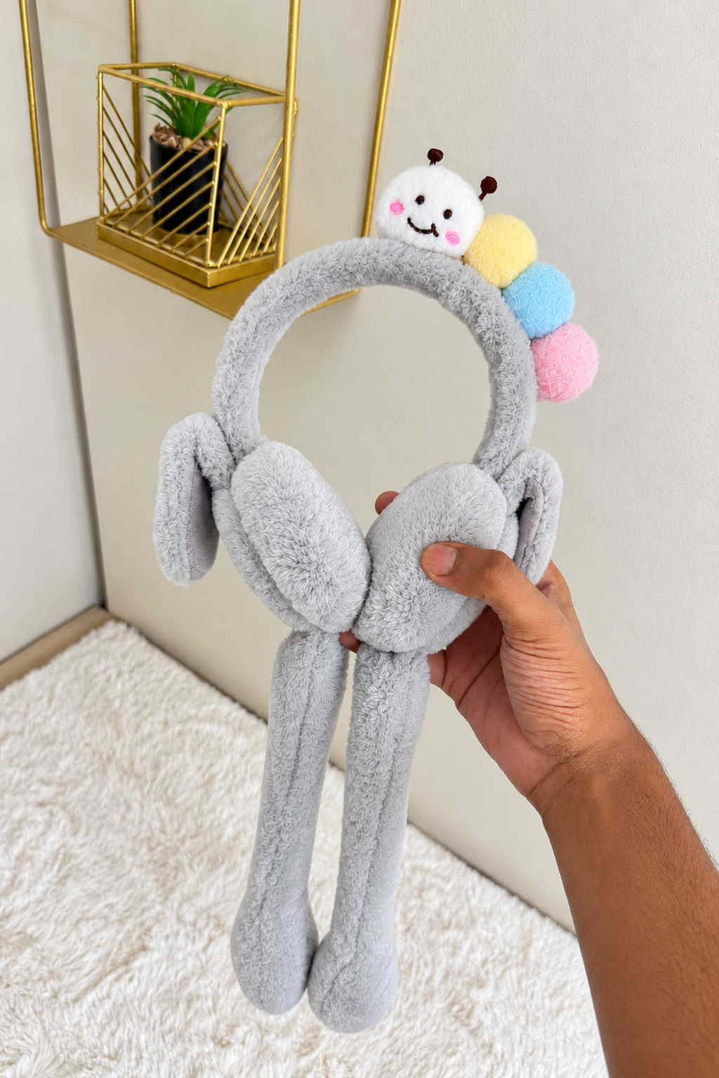 Winter Plush Earmuffs with Hanging Pom-Pom Ties