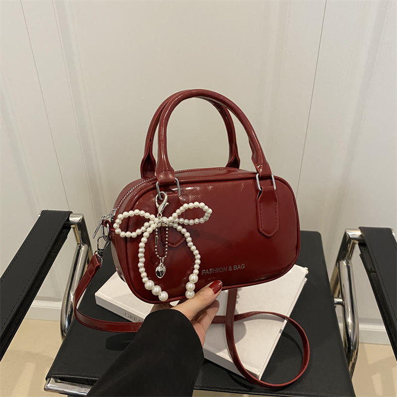 Summer Pearl Bow Small Square Shoulder & Crossbody Bag for Women