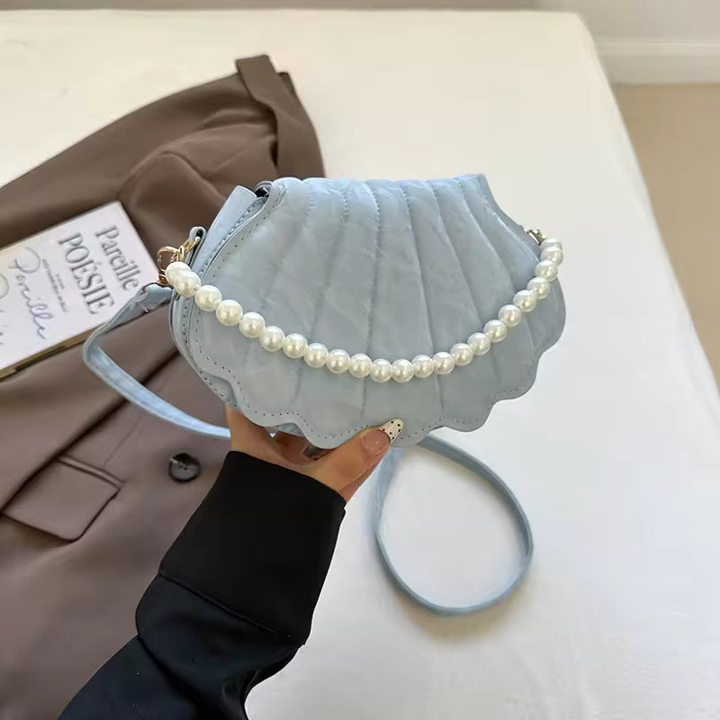 Korean Shell Shaped Crossbody Shoulder Bag with Pearl Chain – Spring New Fashion