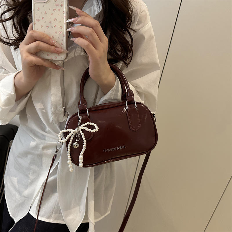 Summer Pearl Bow Small Square Shoulder & Crossbody Bag for Women