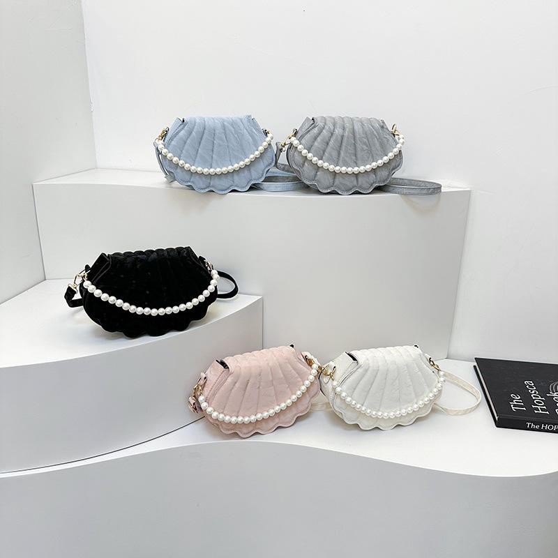 Korean Shell Shaped Crossbody Shoulder Bag with Pearl Chain – Spring New Fashion