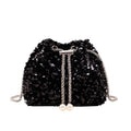 Summer Sequin Chain Small Bucket Bag – Trendy Evening Shoulder Bag