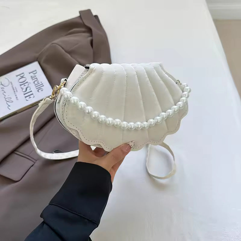 Korean Shell Shaped Crossbody Shoulder Bag with Pearl Chain – Spring New Fashion