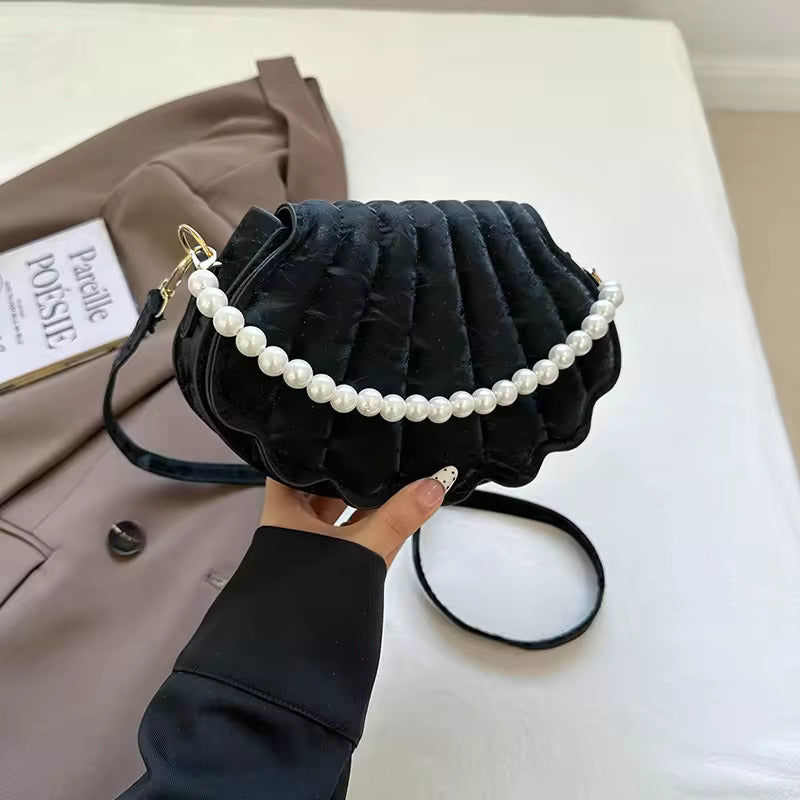 Korean Shell Shaped Crossbody Shoulder Bag with Pearl Chain – Spring New Fashion