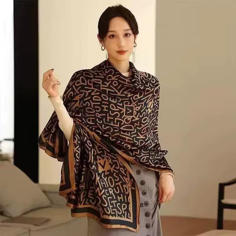 Cocoa Alphabet Art Cotton Shawl (ABC)