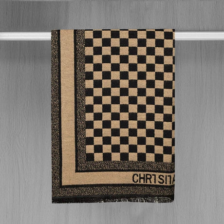 Camel and black checkerboard pattern Cotton Shawl (DABA)