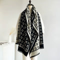 Ivory Noir Geometric Cotton Shawl (G)