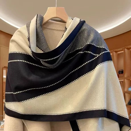Noir Abstract Frame Cotton Shawl (V)