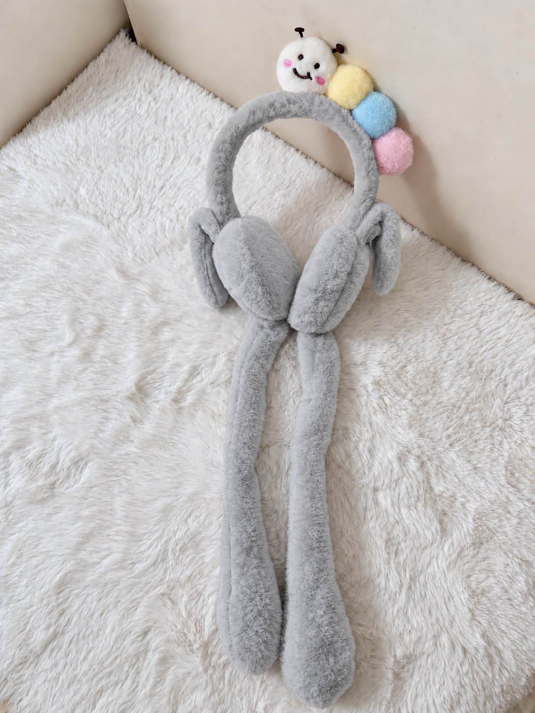 Winter Plush Earmuffs with Hanging Pom-Pom Ties
