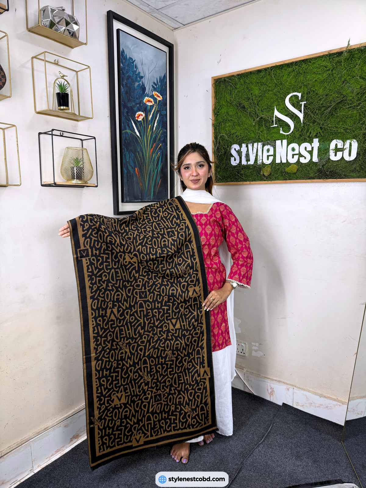 Cocoa Alphabet Art Cotton Shawl (ABC)