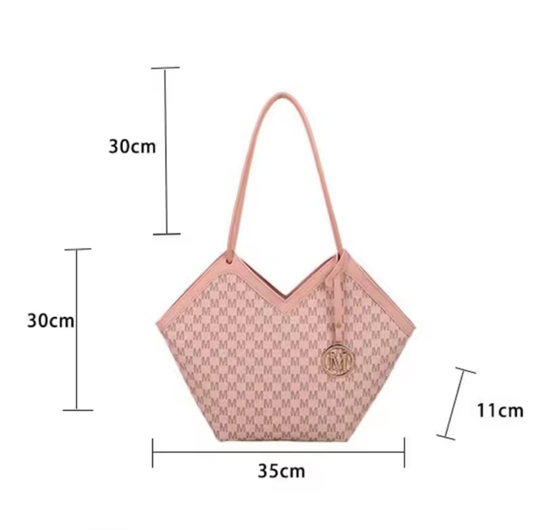 Classic Monogram Pattern Women’s Tote Shoulder Bag – Signature Print Handbag