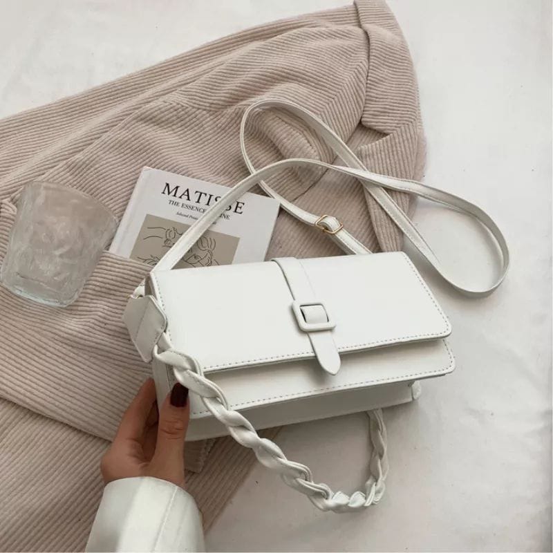 Solid Color Mini Crossbody Sling Bag for Women – Braided Strap Shoulder Handbag