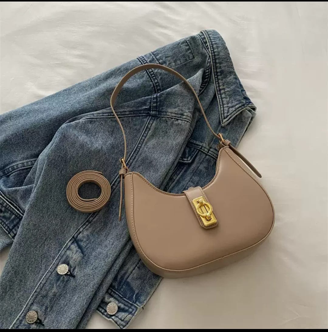 Trendy PU Leather Work Shoulder Bag – Lock Buckle Crossbody for Women