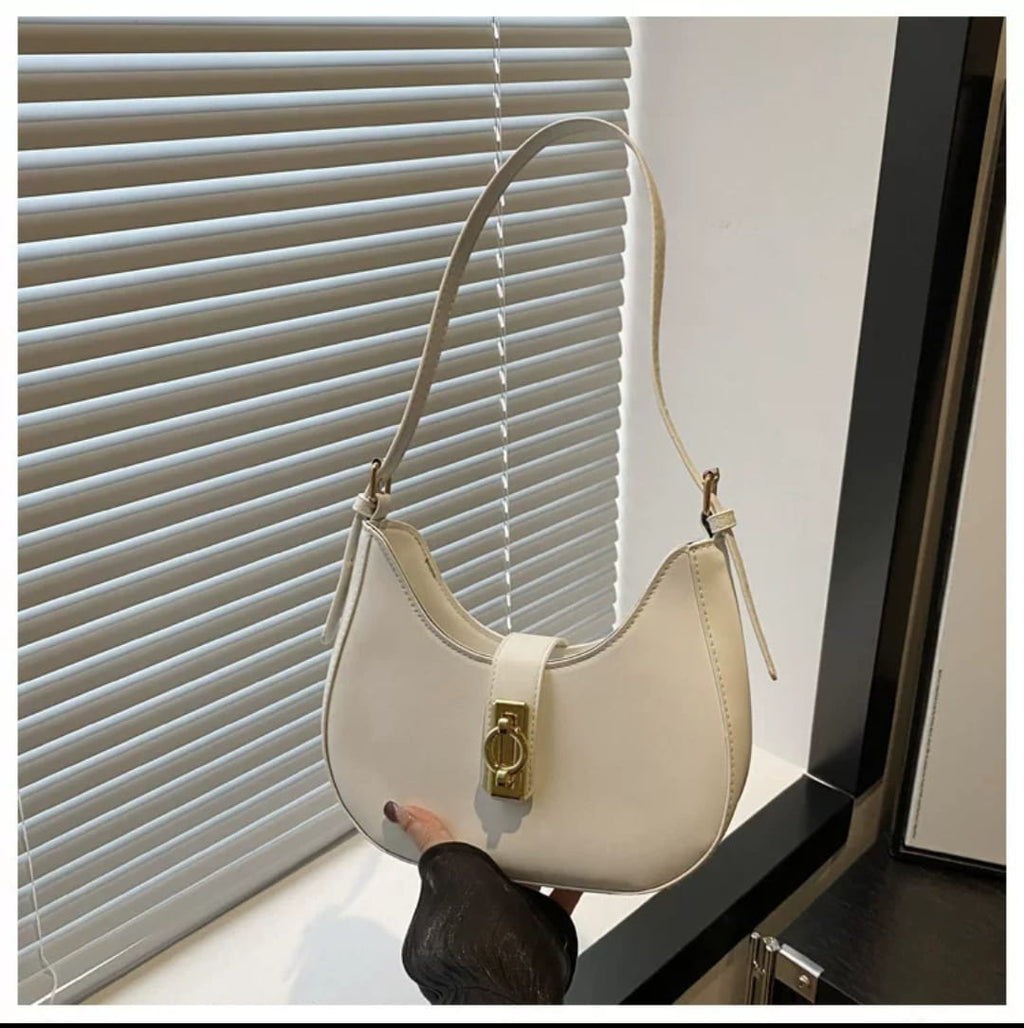 Trendy PU Leather Work Shoulder Bag – Lock Buckle Crossbody for Women