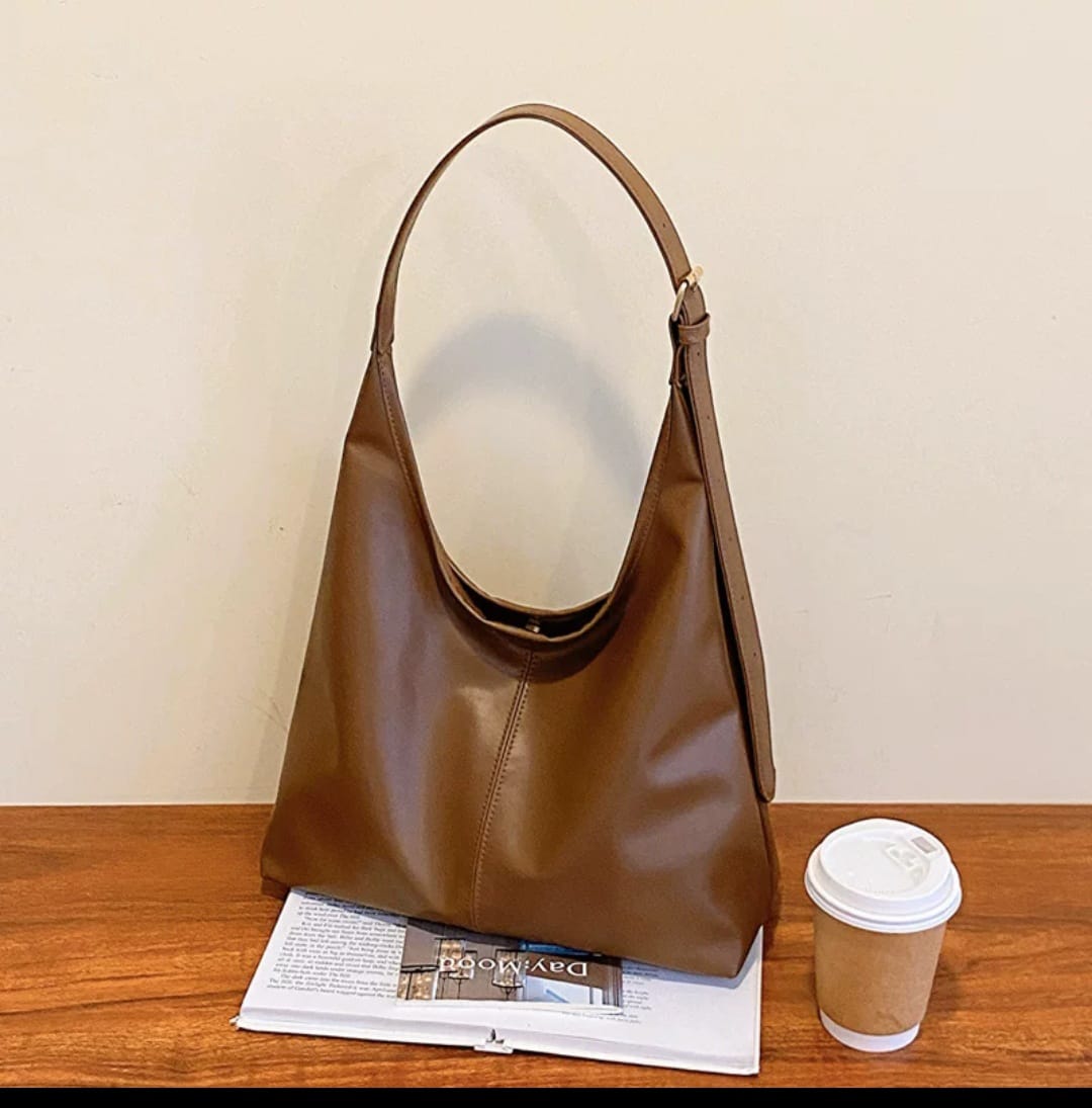 Retro Large Capacity PU Leather Commute Shoulder Tote Bag for Women
