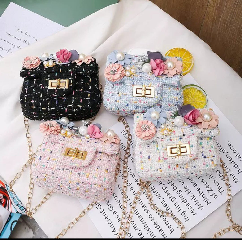 Cute 3D Flower Kids Handbag – Small Square Chain Bag for Girls