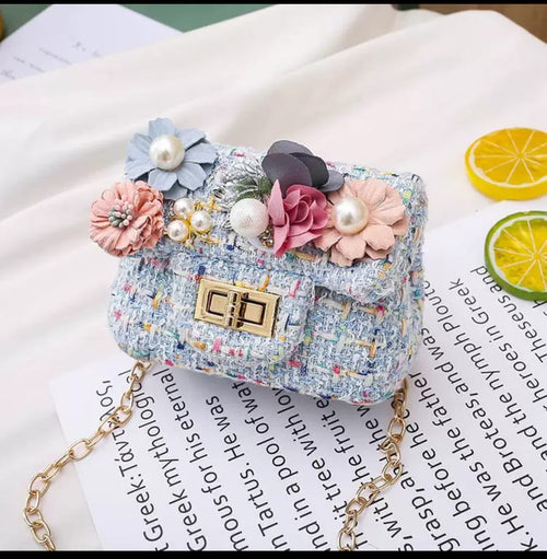 Cute 3D Flower Kids Handbag – Small Square Chain Bag for Girls