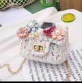 Cute 3D Flower Kids Handbag – Small Square Chain Bag for Girls