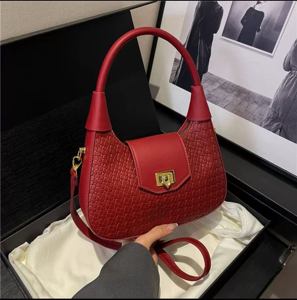 Textured Woven Crescent Crossbody Underarm Bag for Women