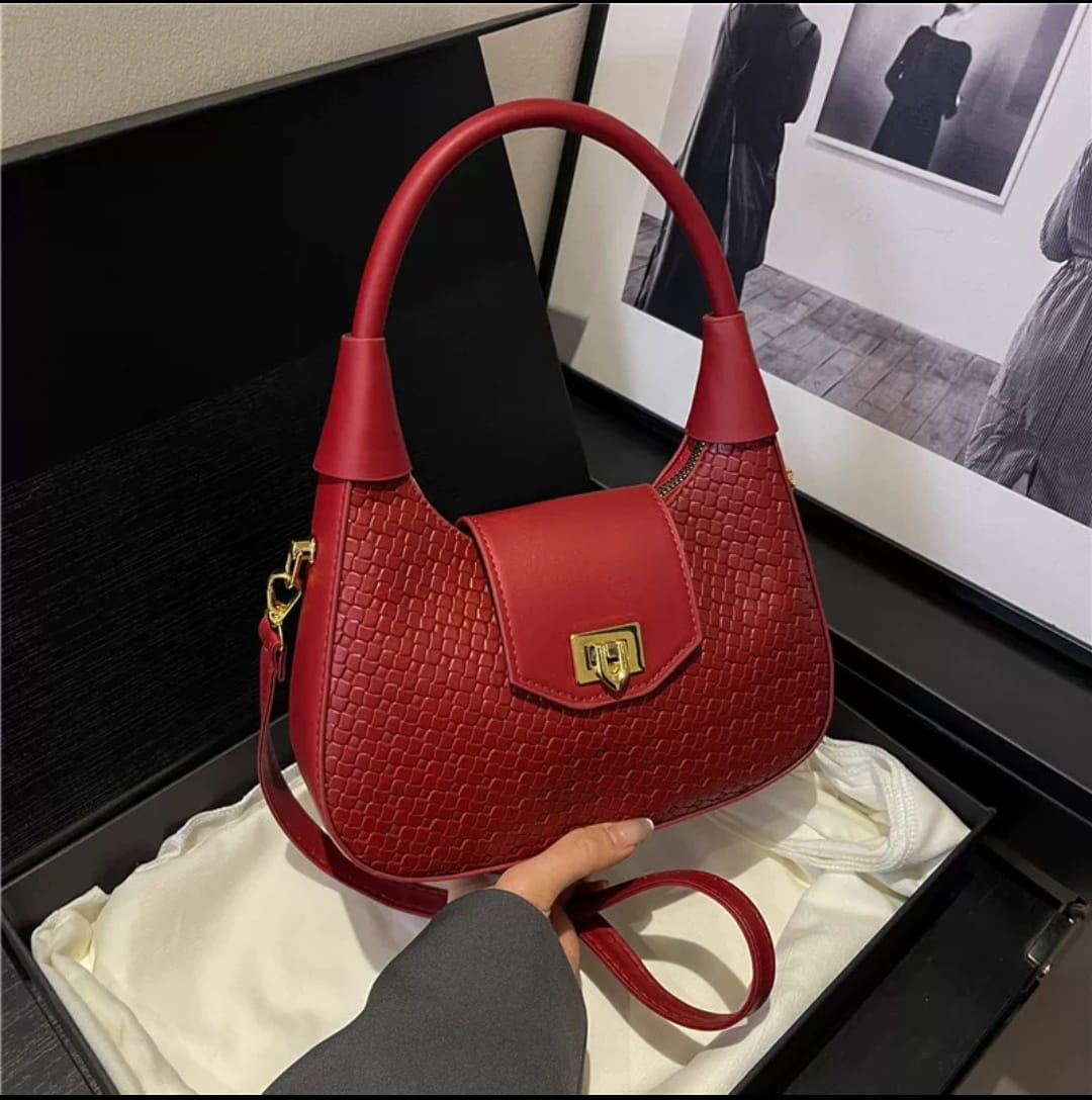 Textured Woven Crescent Crossbody Underarm Bag for Women