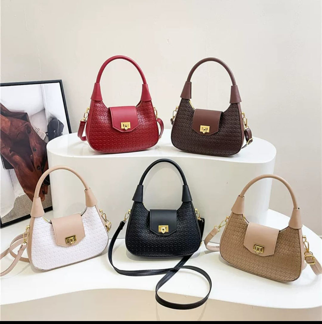 Textured Woven Crescent Crossbody Underarm Bag for Women