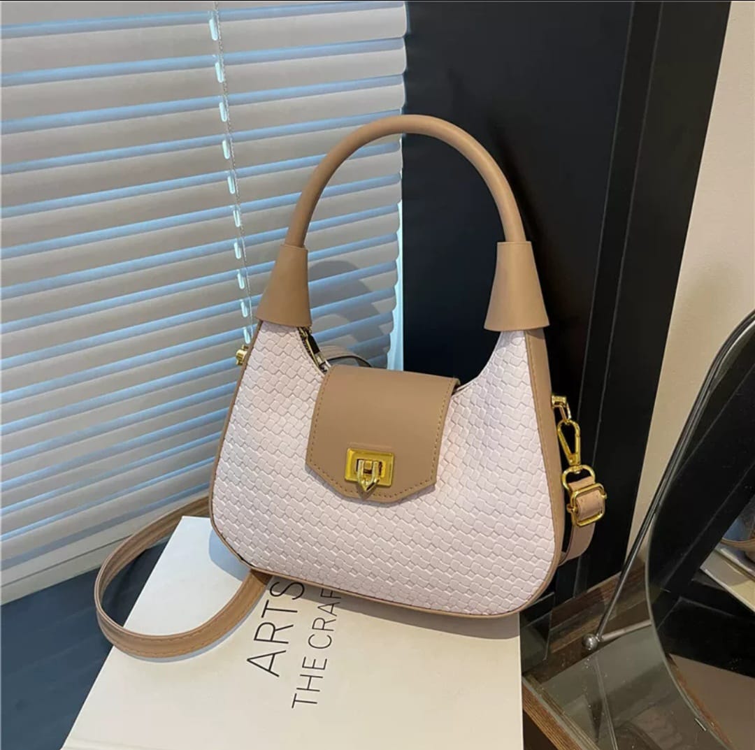 Textured Woven Crescent Crossbody Underarm Bag for Women