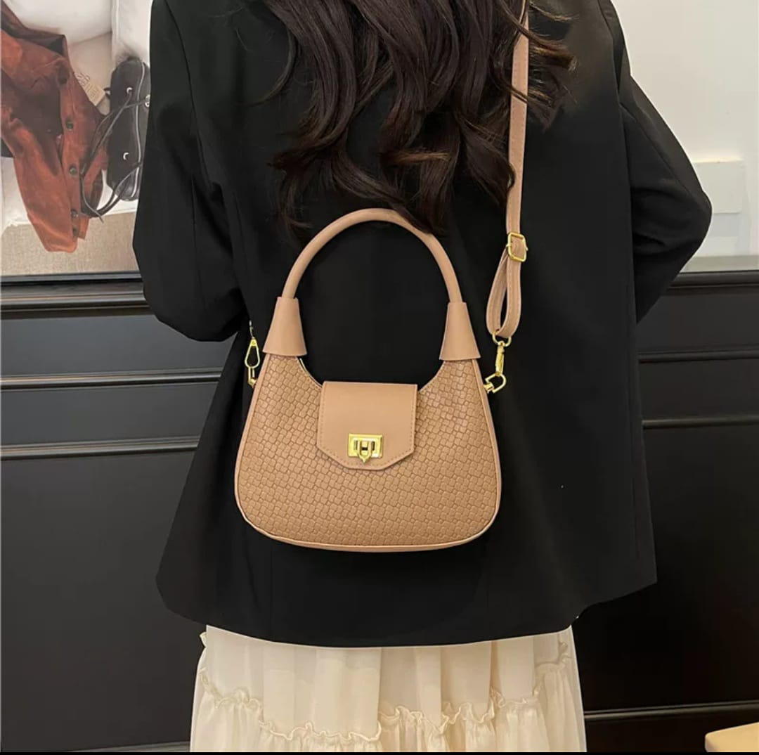 Textured Woven Crescent Crossbody Underarm Bag for Women