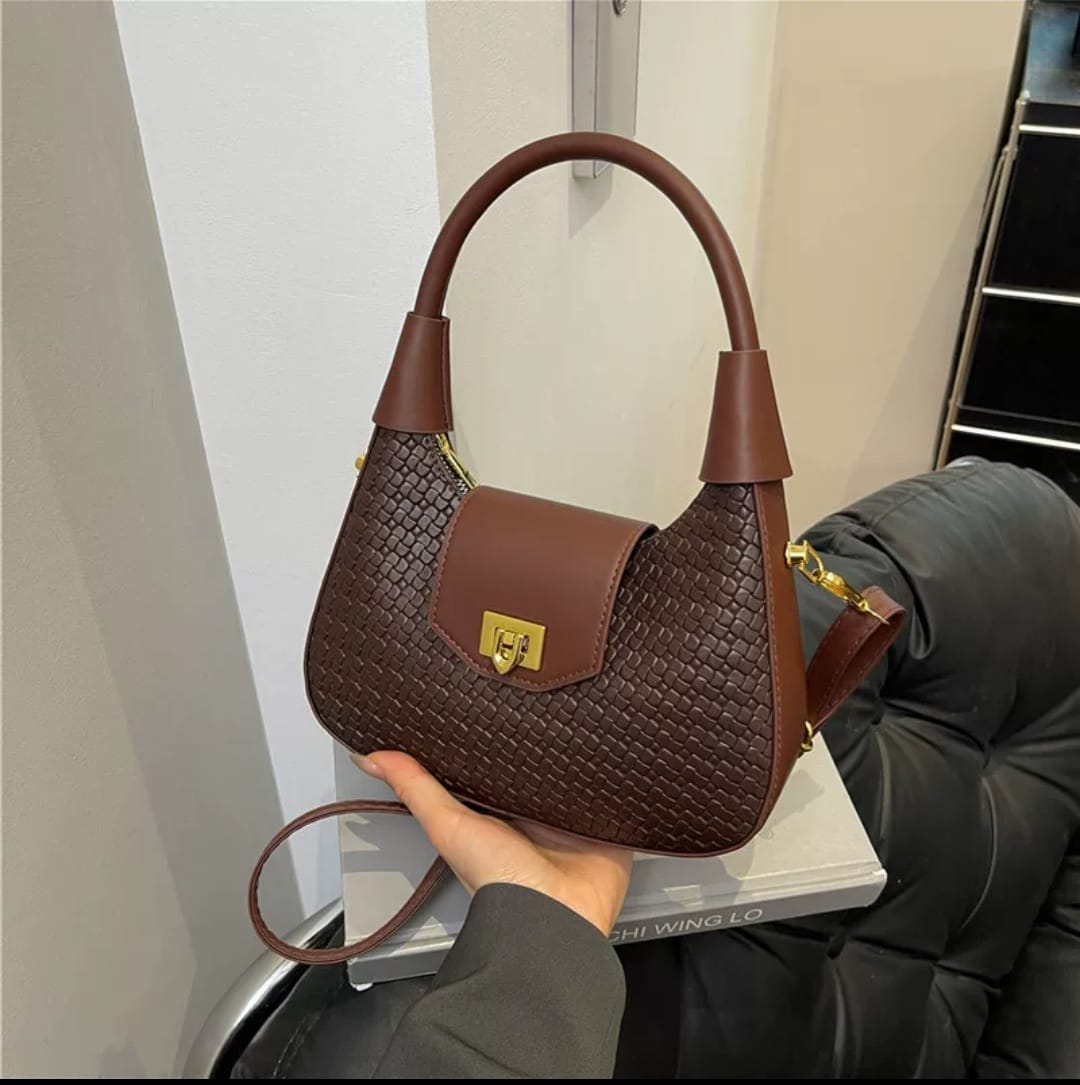 Textured Woven Crescent Crossbody Underarm Bag for Women