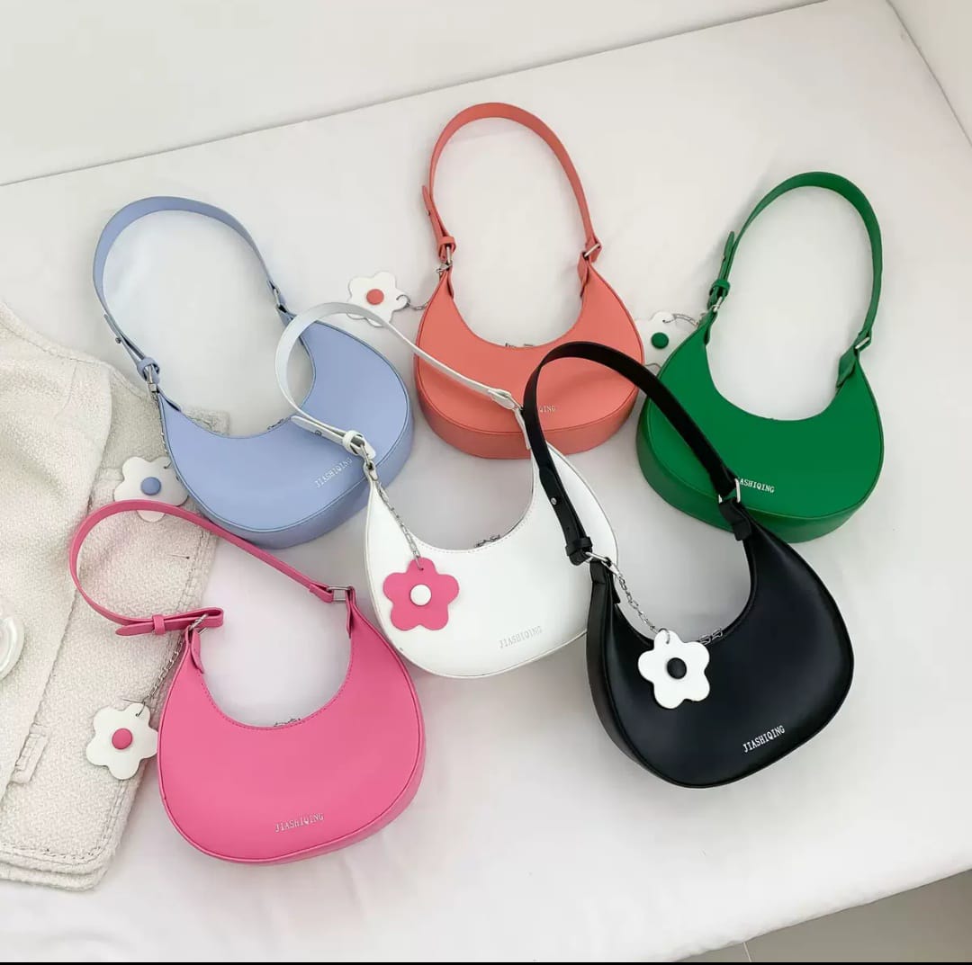 Large Capacity Half Moon PU Leather Shoulder Bag for Women