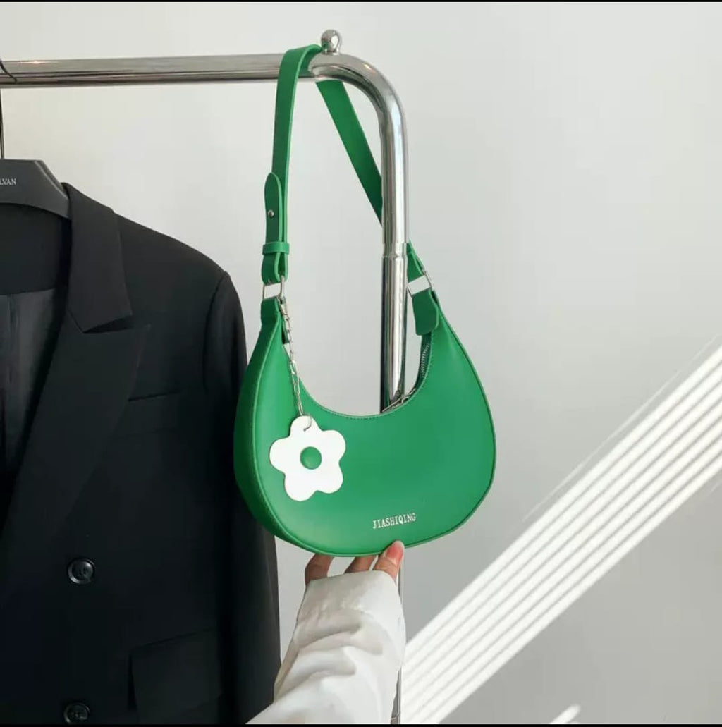 Large Capacity Half Moon PU Leather Shoulder Bag for Women