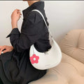 Large Capacity Half Moon PU Leather Shoulder Bag for Women