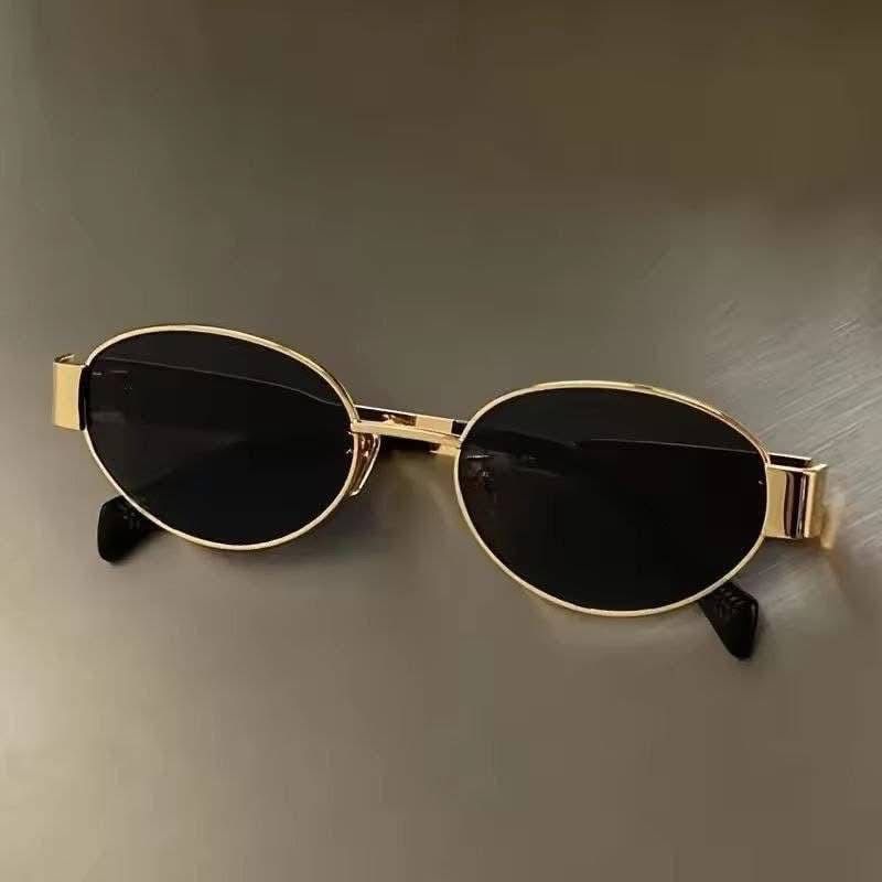 Trendy Oval Metal Frame Sunglasses for Women – UV400 Vintage Round Shades