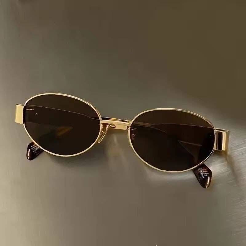 Trendy Oval Metal Frame Sunglasses for Women – UV400 Vintage Round Shades
