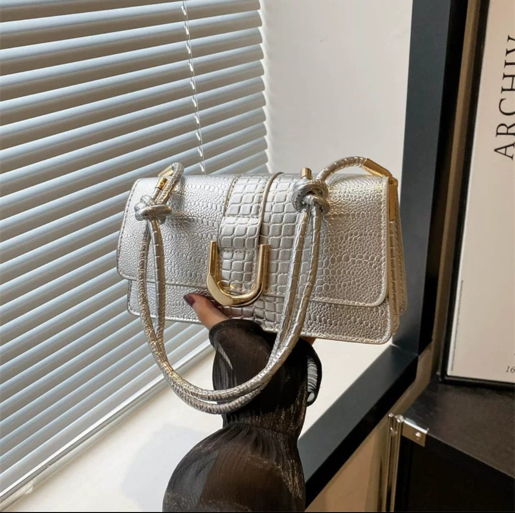 Trendy Alligator Pattern Women’s Sling Shoulder Bag – Multi-Color PU Handbag