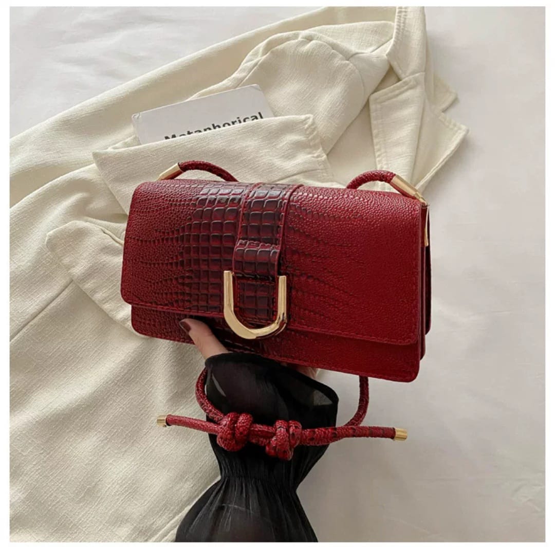 Trendy Alligator Pattern Women’s Sling Shoulder Bag – Multi-Color PU Handbag