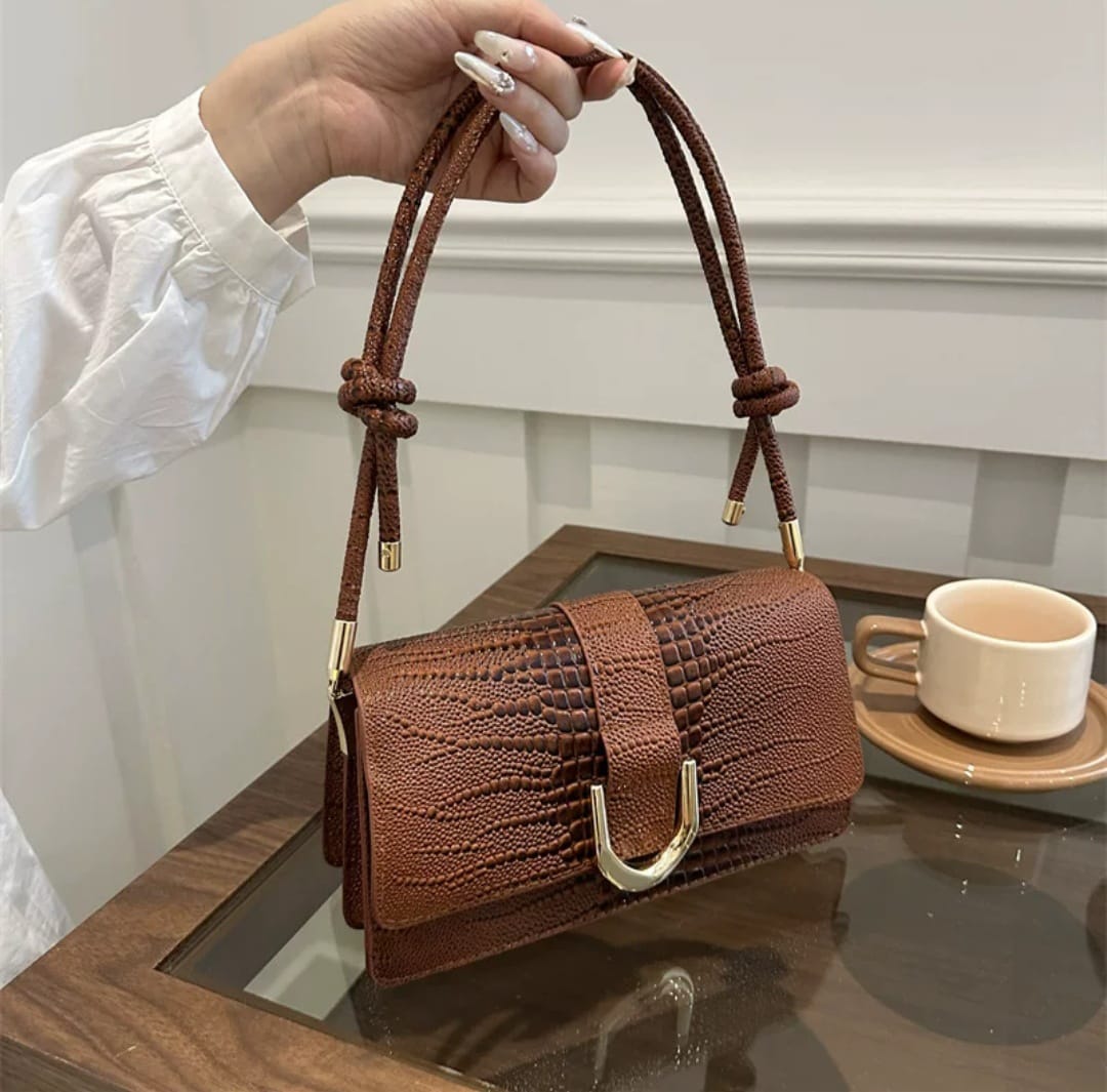 Trendy Alligator Pattern Women’s Sling Shoulder Bag – Multi-Color PU Handbag