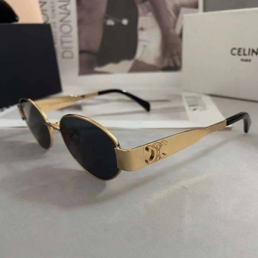 Trendy Oval Metal Frame Sunglasses for Women – UV400 Vintage Round Shades