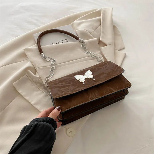 Fashion Bow Small Square PU Leather Underarm Crossbody Bag for Women