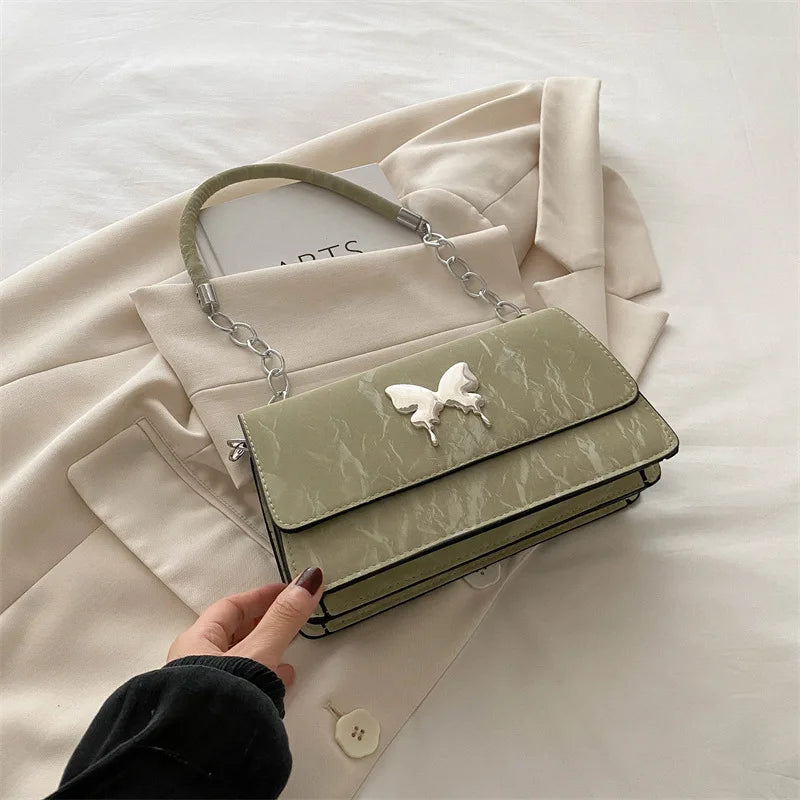 Fashion Bow Small Square PU Leather Underarm Crossbody Bag for Women